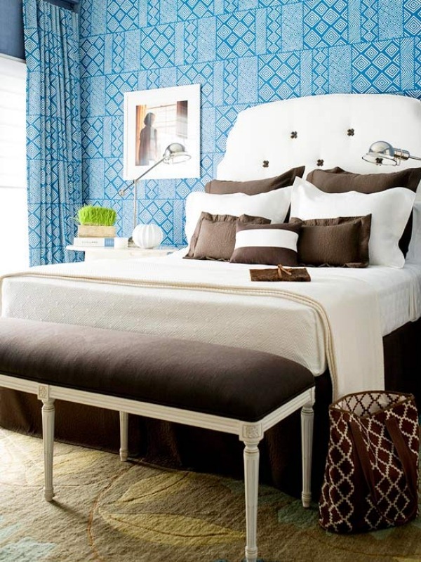 Blue and Brown Bedroom Wall Decorating Ideas