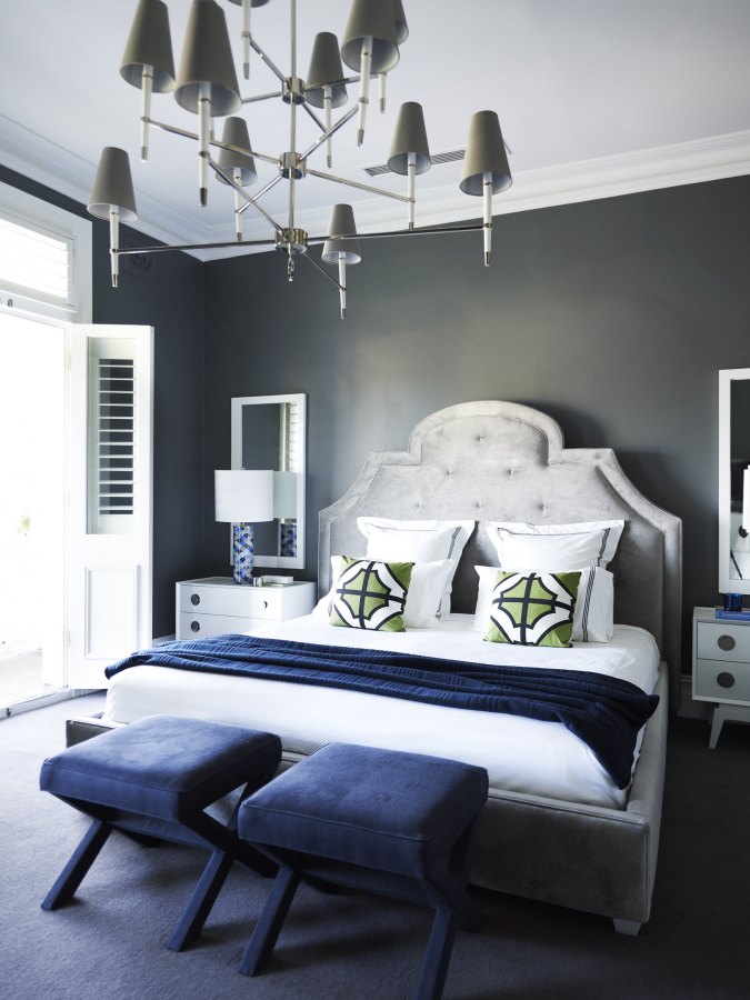 Blue and Gray Master Bedroom Design