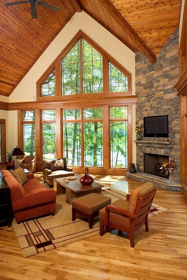 Corner Fireplace with Vaulted Ceiling