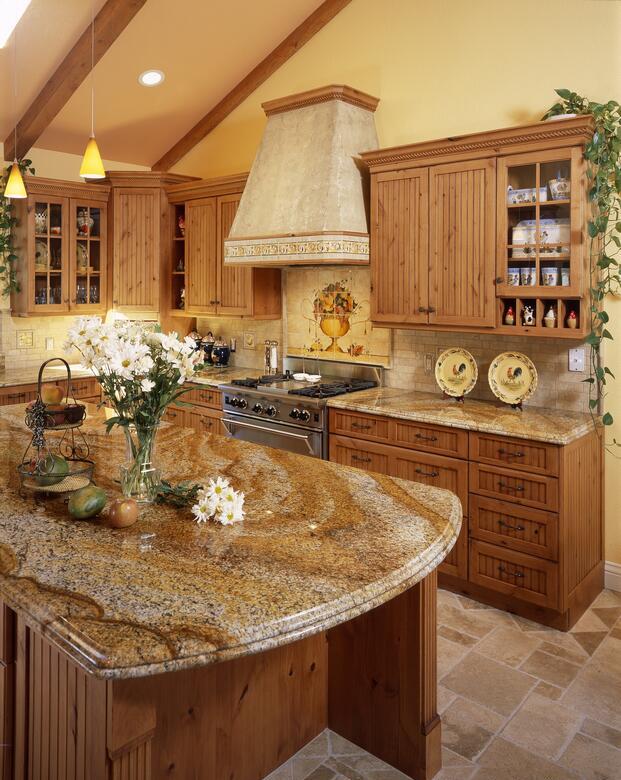 Country Kitchen with Granite Countertops