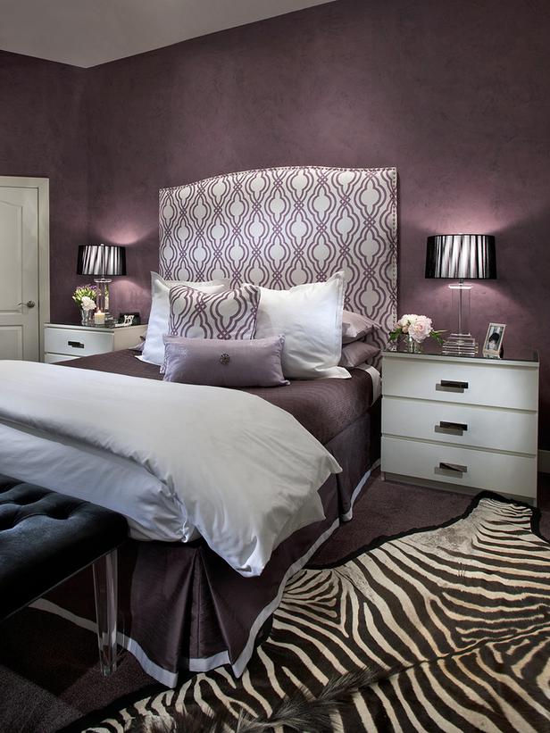 Eggplant and Grey Bedroom