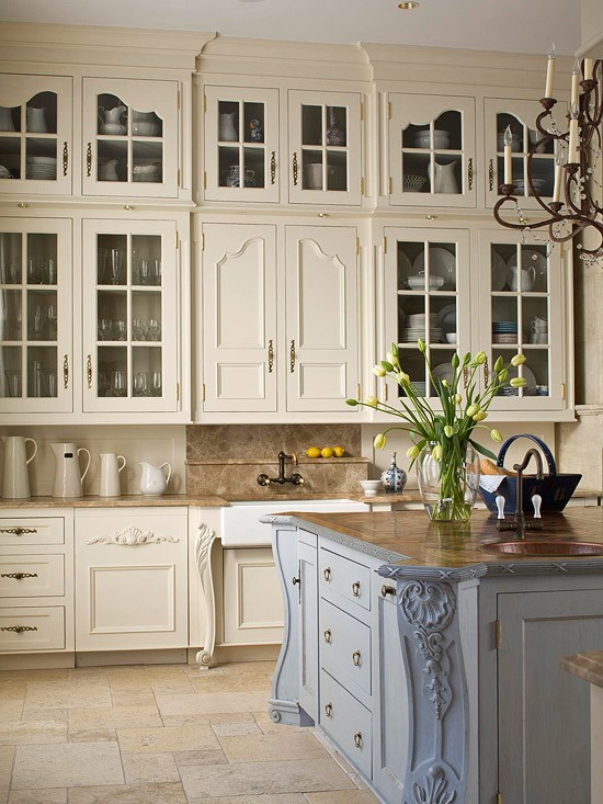 French Country White Kitchen Cabinets