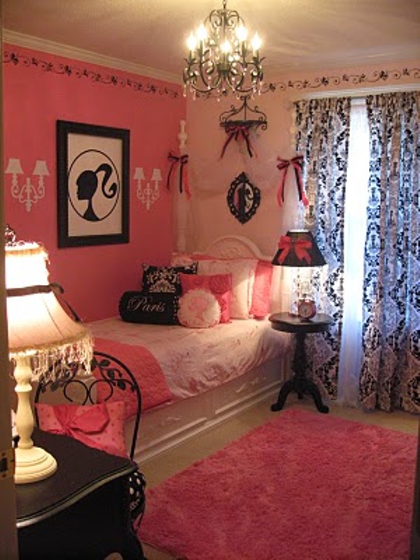 Girls Room Pink Black Bedroom