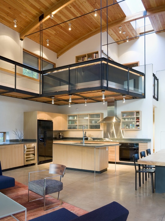 Kitchen with Loft Above
