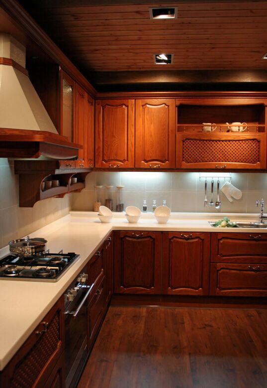 Kitchens with Dark Wood Ceiling