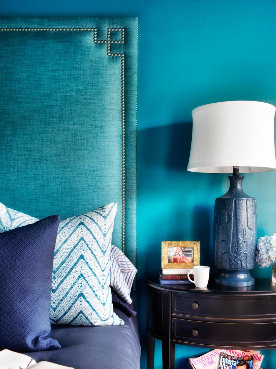 Navy Blue and Teal Master Bedroom