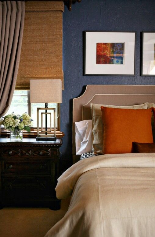 Navy and Orange Bedroom