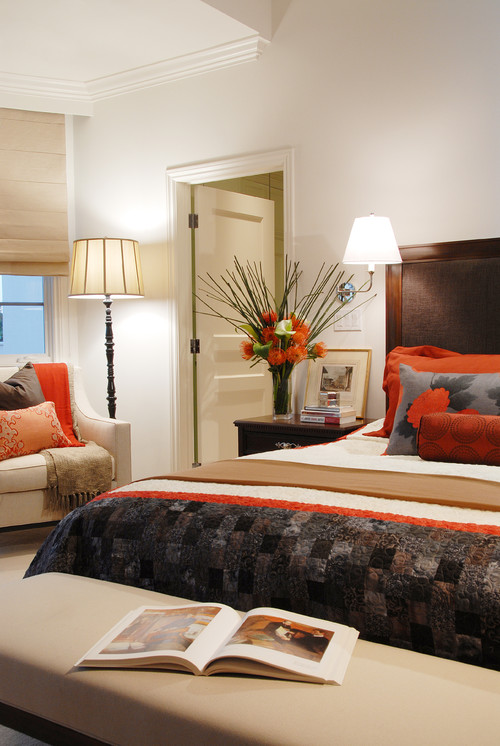 Orange and Gray Bedroom Design Ideas