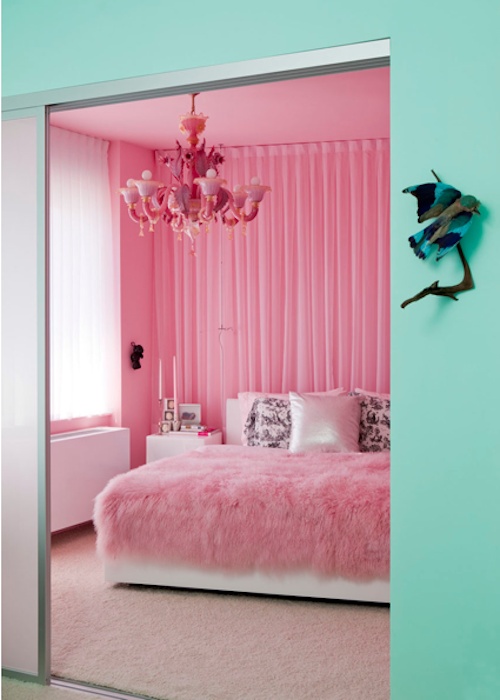 Pink and Aqua Bedroom
