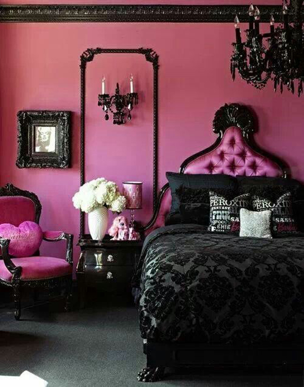 Pink and Black Gothic Bedroom