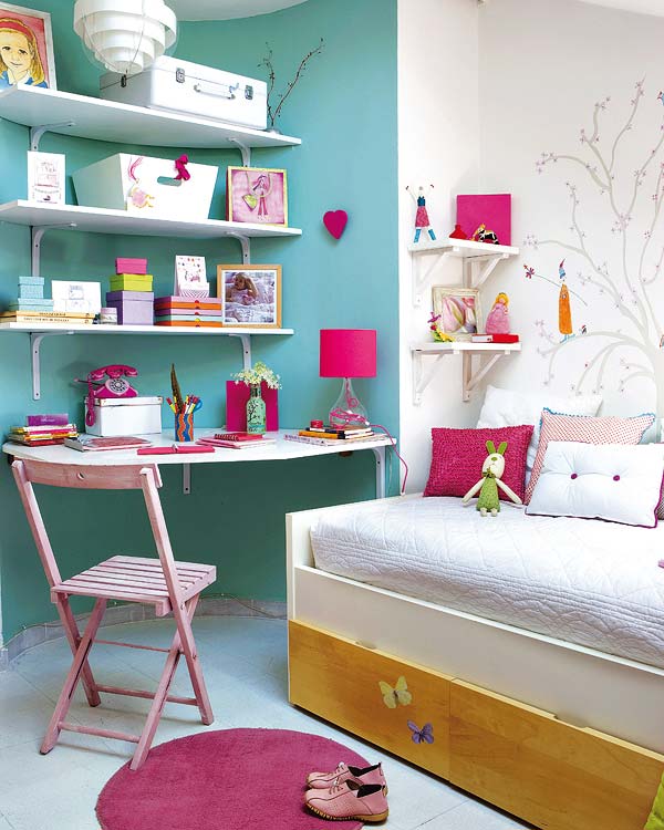 Pink and Turquoise Girls' Bedroom