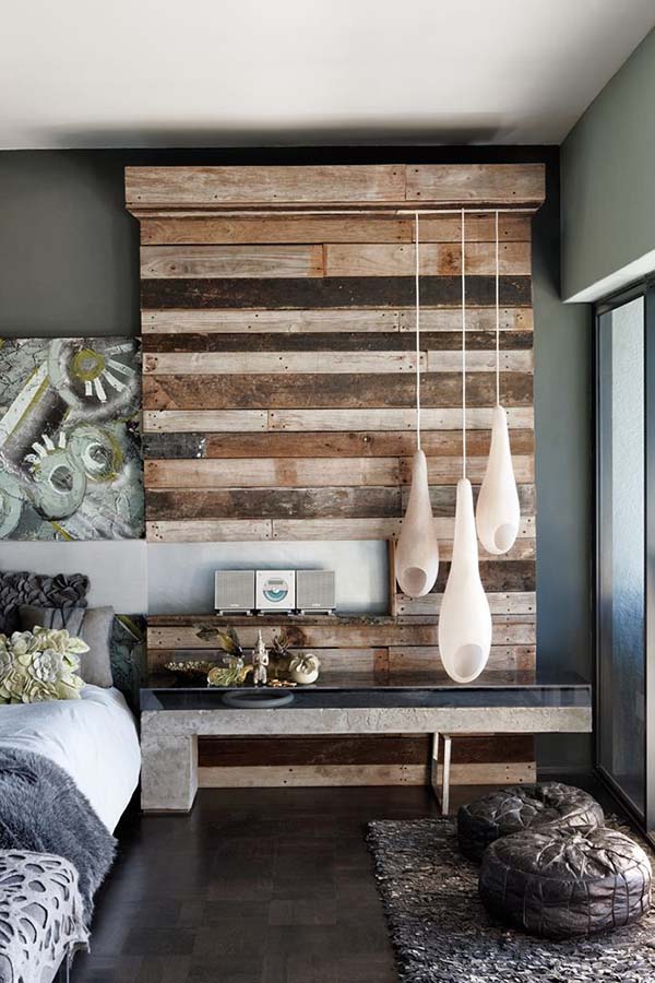 Reclaimed Wood Bedroom Feature Wall