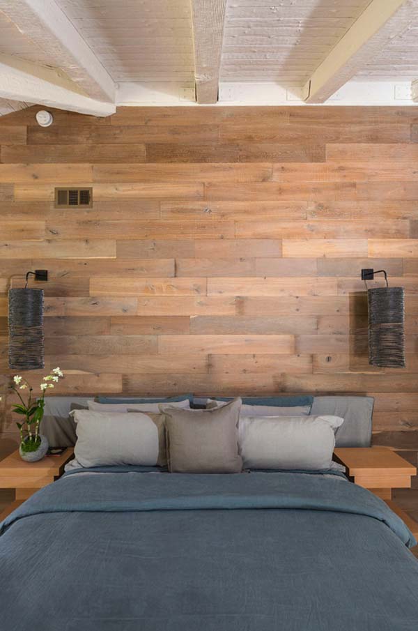 Reclaimed Wood Feature Wall Bedroom