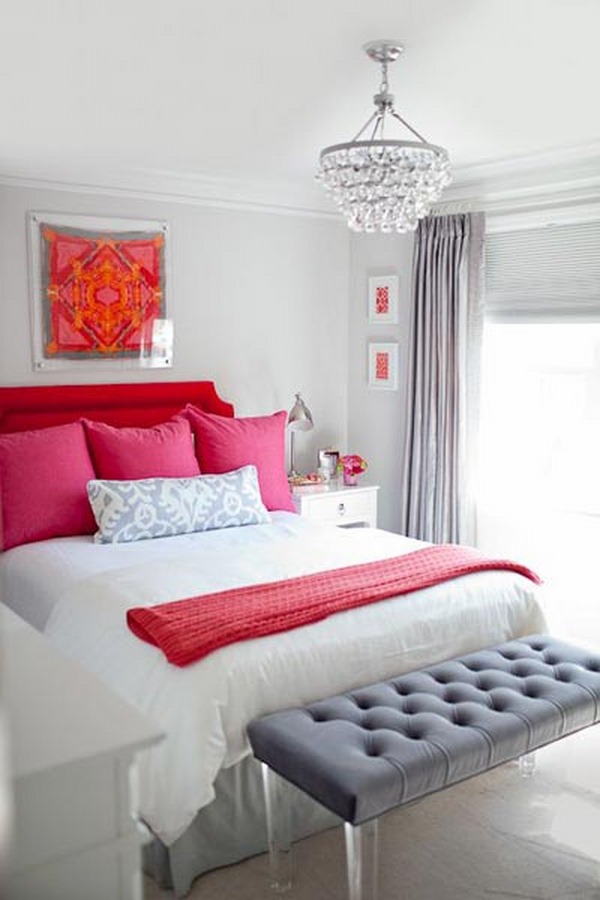 Red Pink and Gray Bedroom