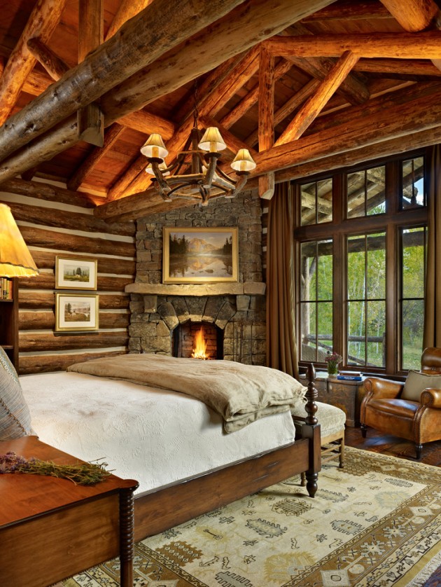 Rustic Bedroom with Fireplace