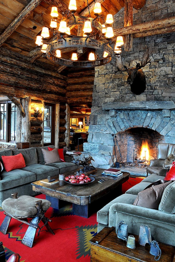 Rustic Cabin Living Room Design Ideas