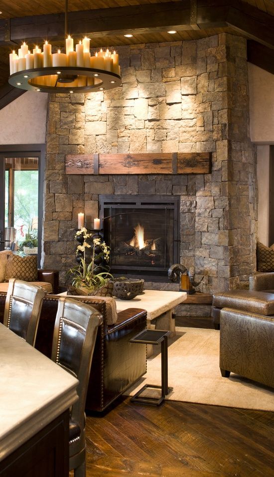 Rustic Family Room Designs with Fireplace