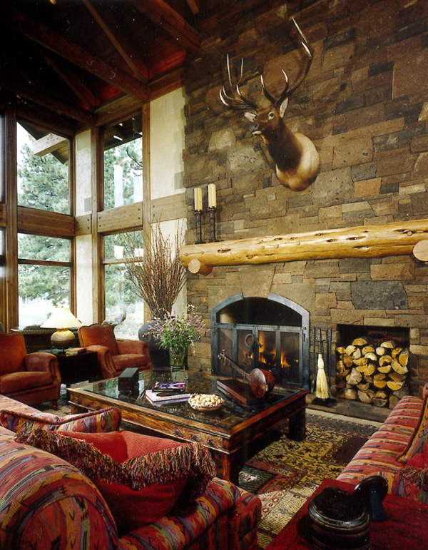 Rustic Living Room Designs with Fireplaces 2016