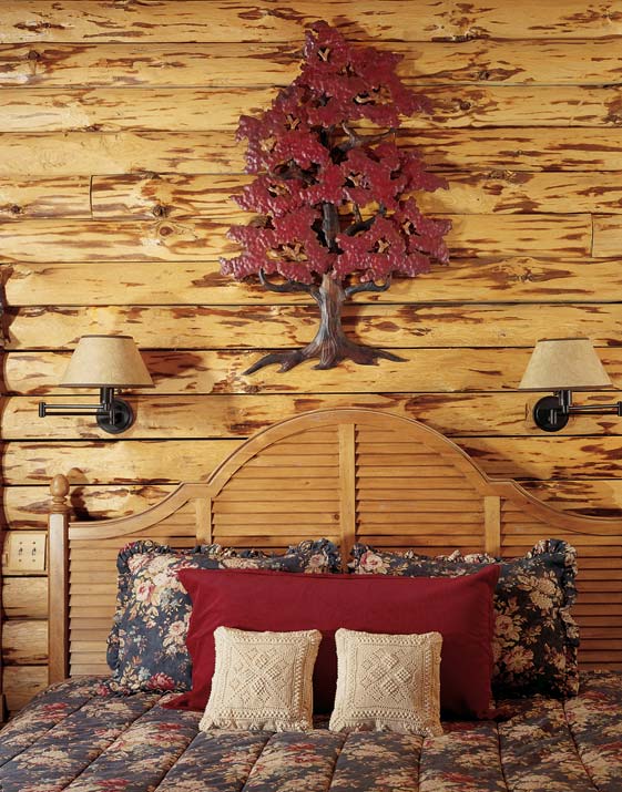 Rustic Log Cabin Master Country Bedroom Design