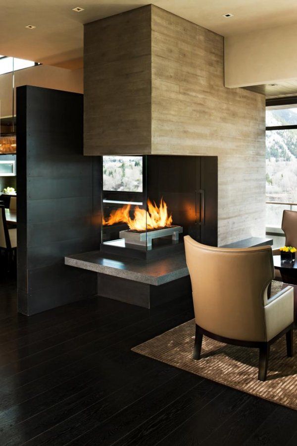 Three-Sided Fireplace