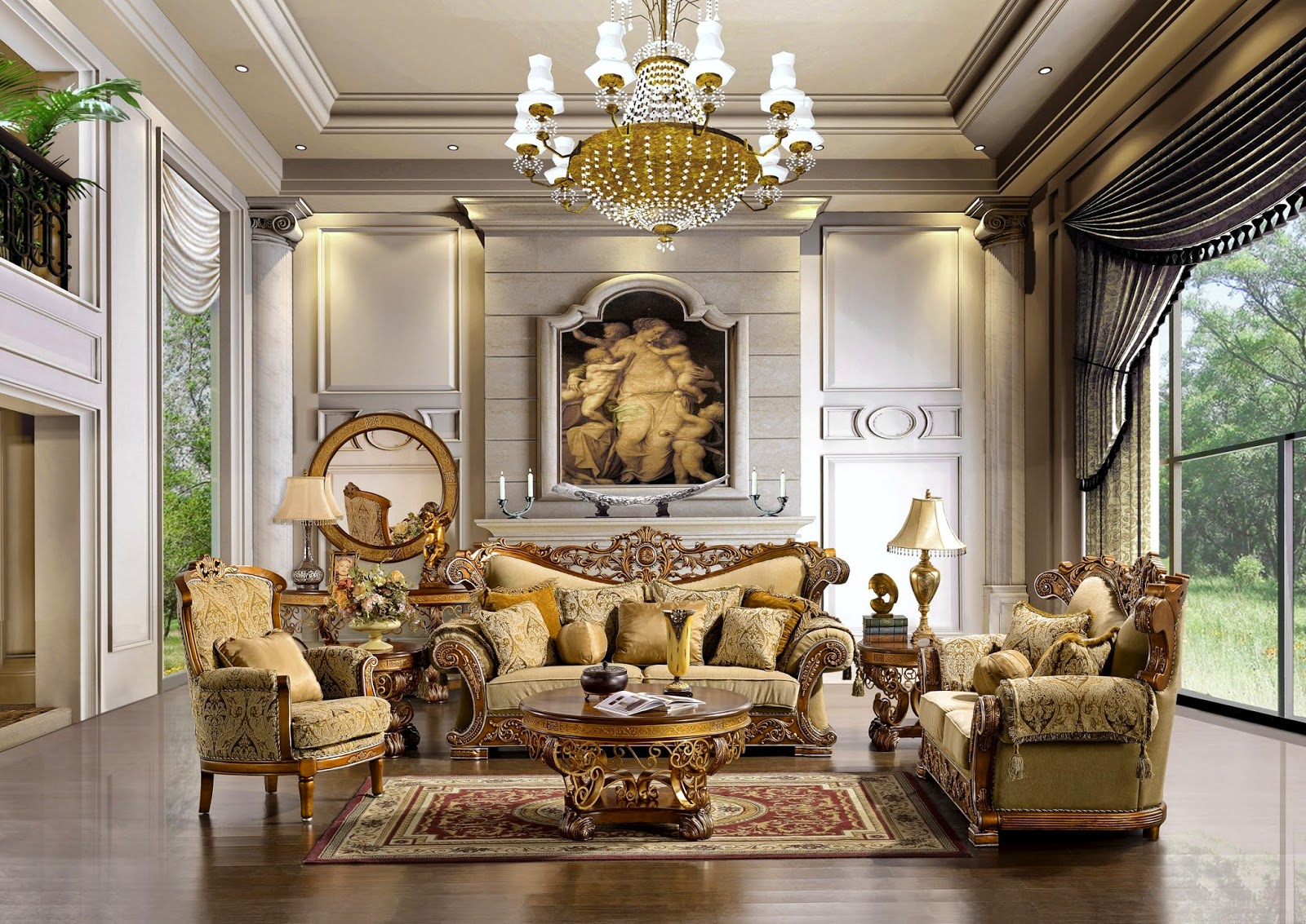 antique style relaxed living room ideas