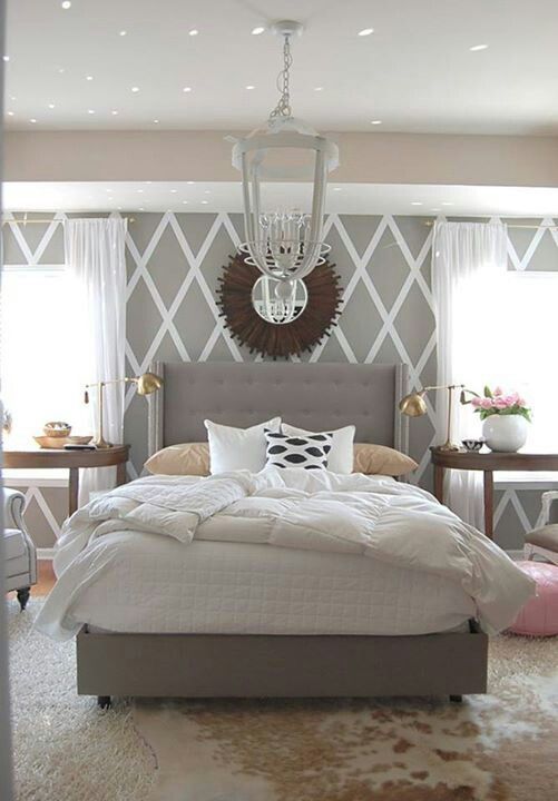 White Grey Bedroom Accent Wall Ideas