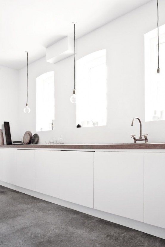 White Kitchen with Concrete