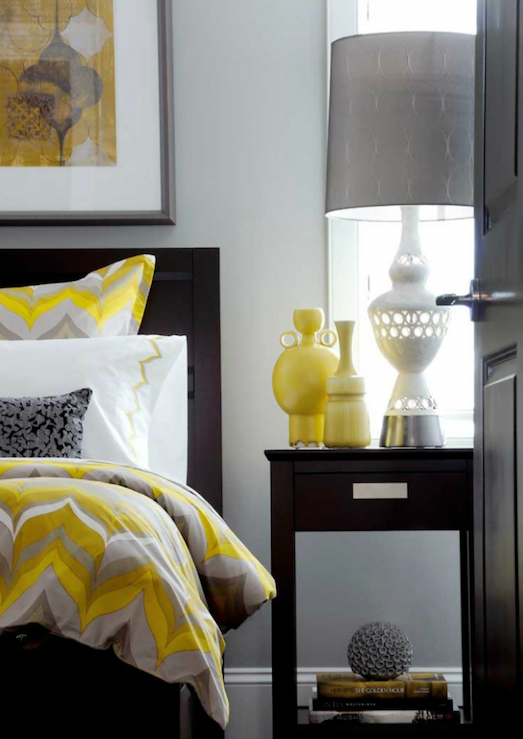 Yellow Gray White Bedroom