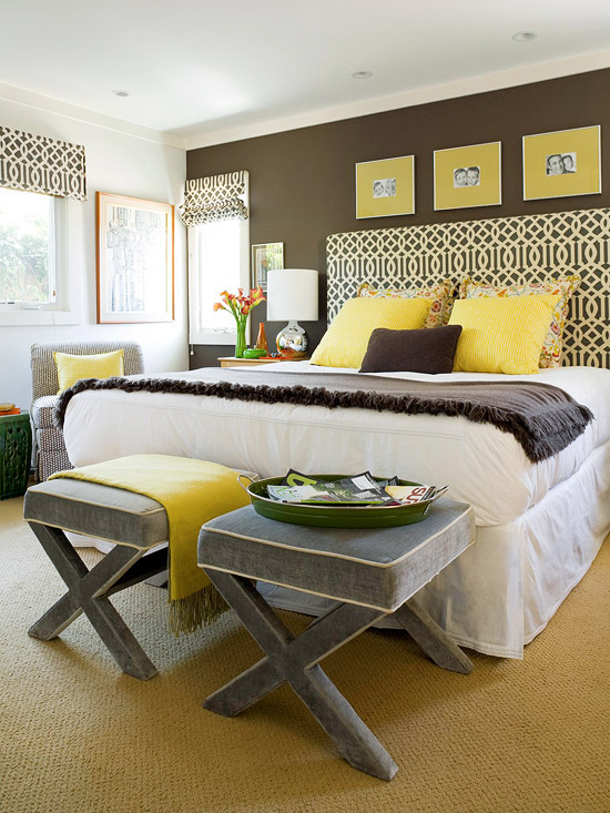 Yellow and Brown Master Bedroom