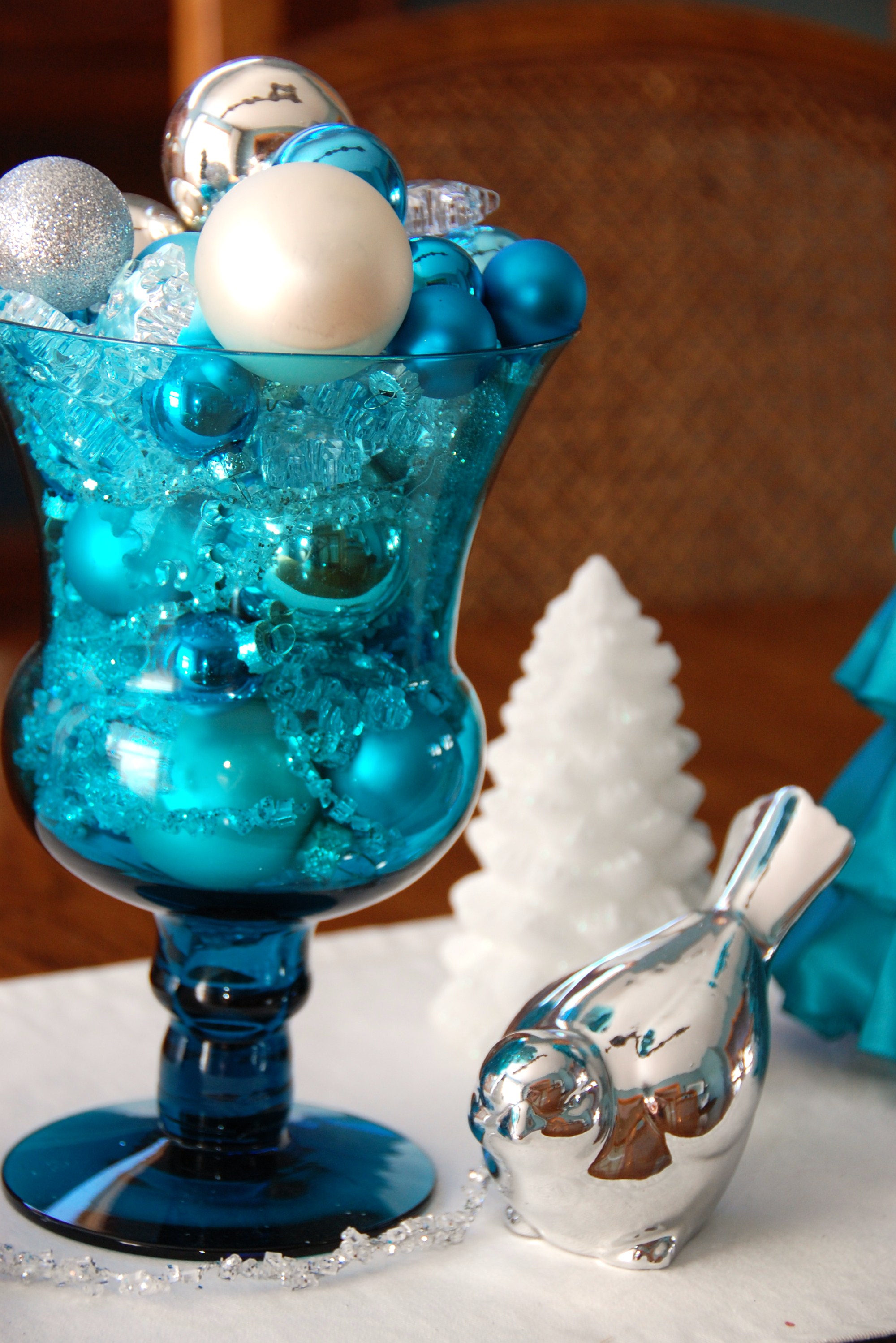 Blue White and Silver Christmas Decorations