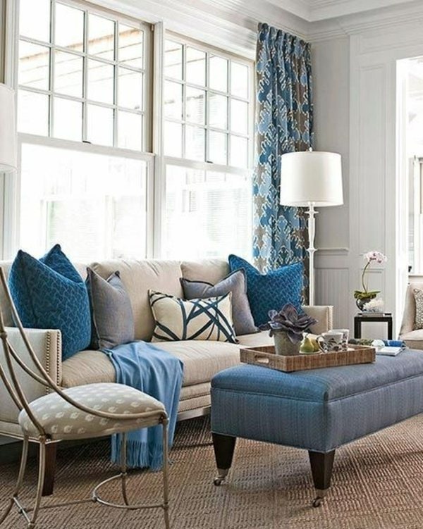Blue and Beige Living Room Idea