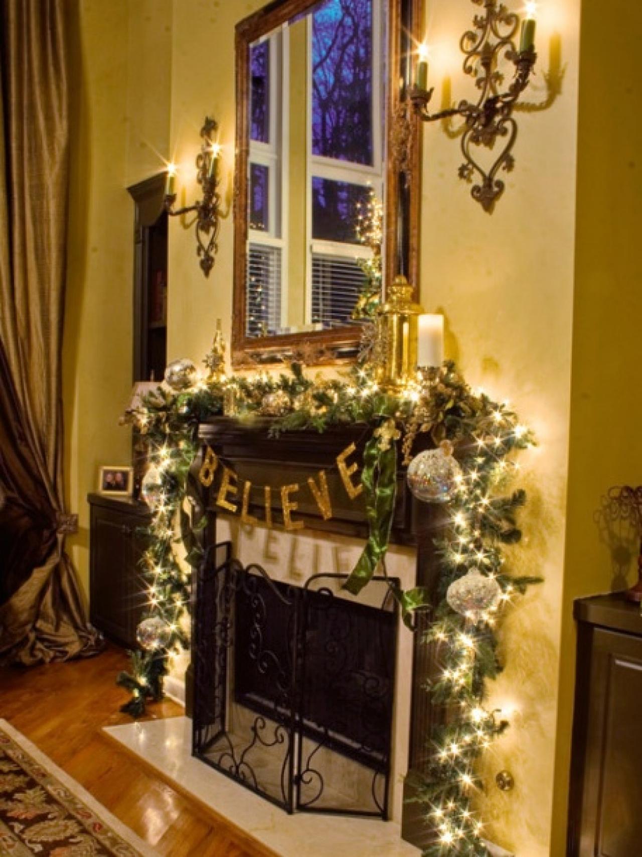 Christmas Decorated Fireplace Mantels