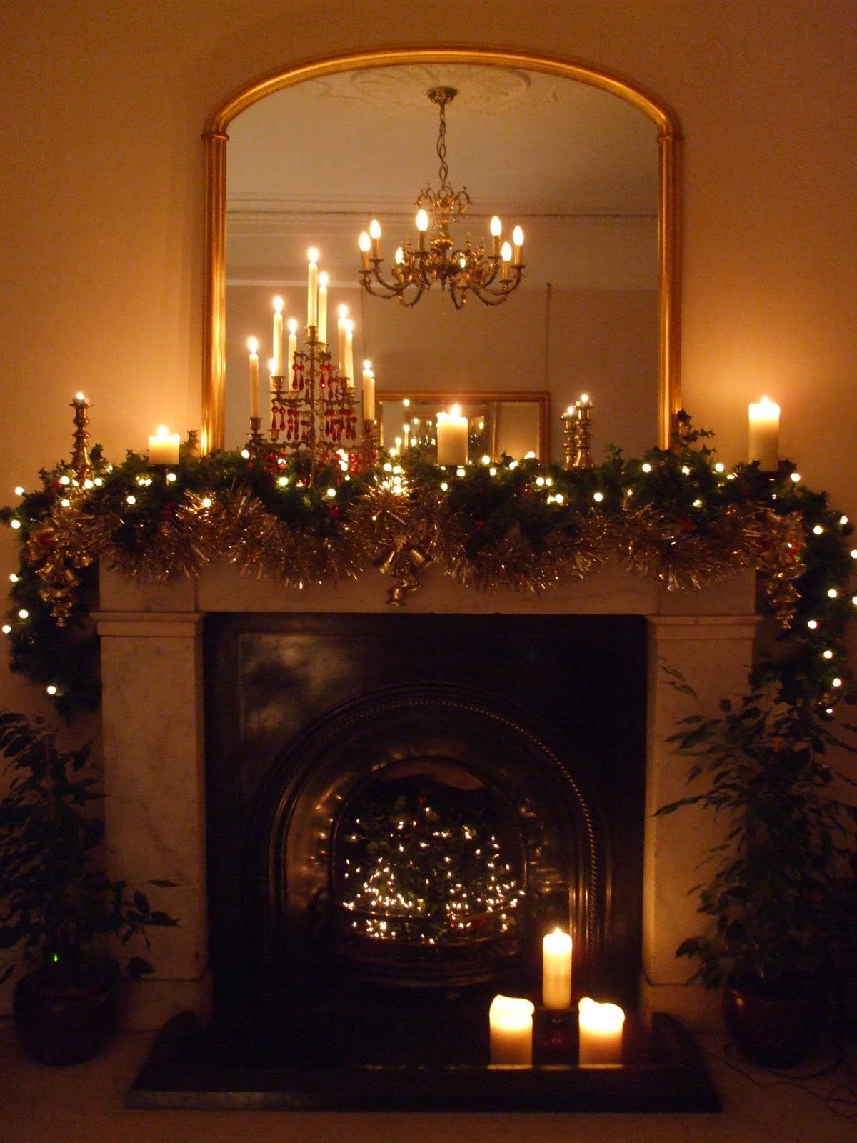 Christmas Decorations Over Fireplace