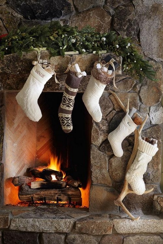 Christmas Stockings by Fireplace