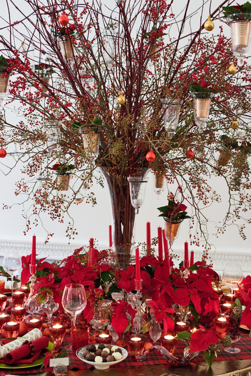 Christmas Table Decorations with Poinsettia