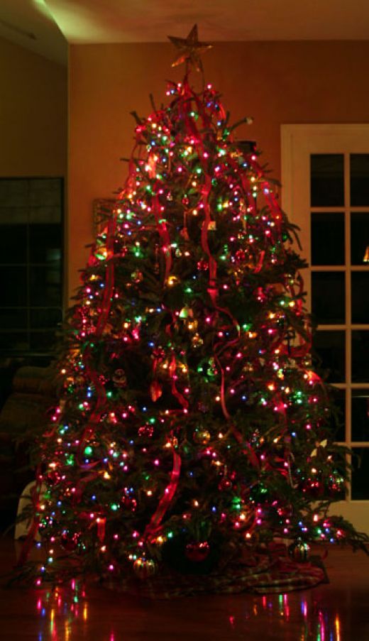 Christmas Tree Decorations with Colored Lights