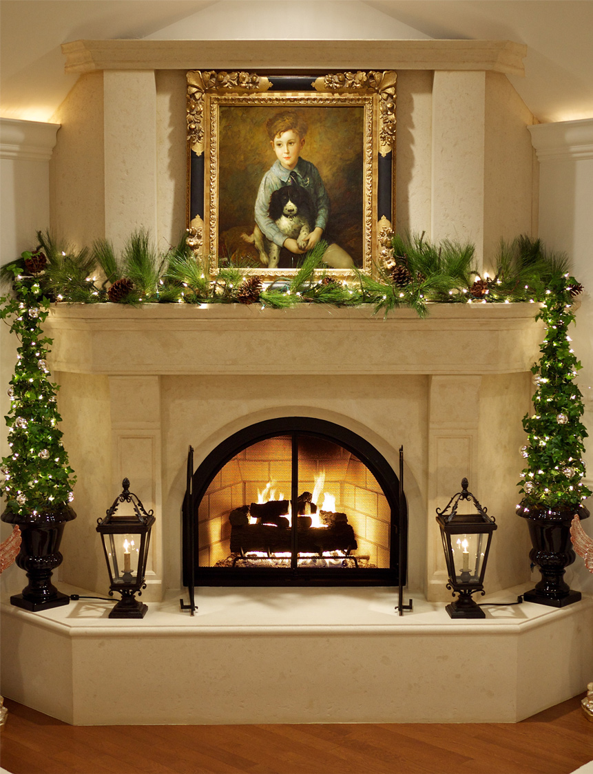 Cool Fireplace Mantel Christmas Decorating Ideas