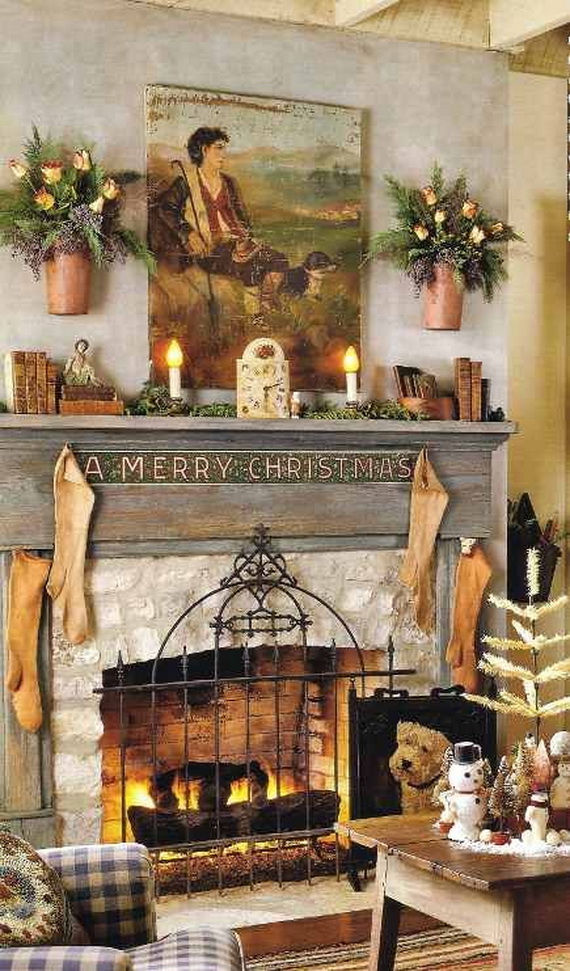 Country Christmas Mantel Decorating Ideas