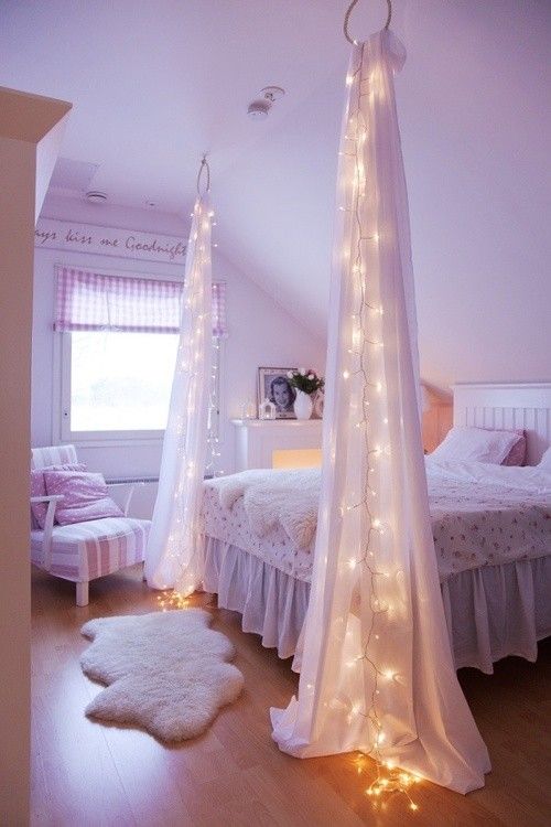 DIY Bedroom Christmas Decorations Light Curtains