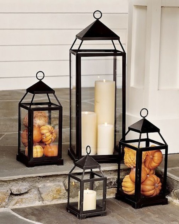 Fall Porch Decorating Ideas with Lanterns