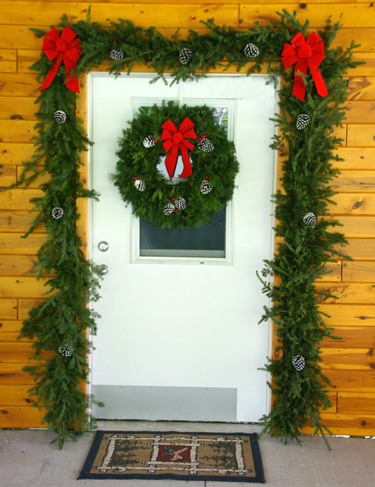 Front Door Christmas Wreaths and Garland
