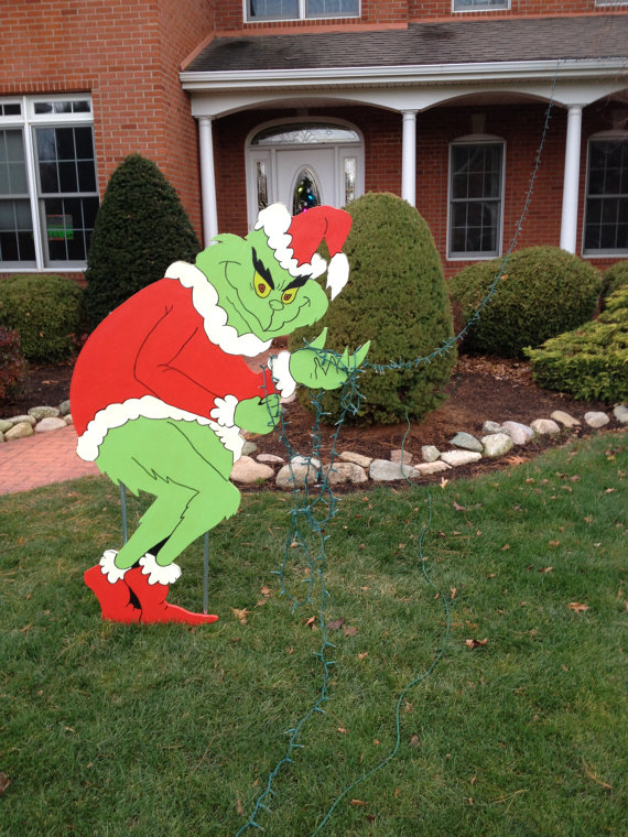 Grinch Stealing Christmas Lights Yard Art