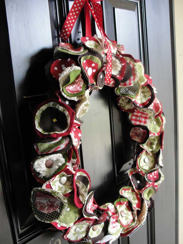Homemade Fabric Christmas Wreath