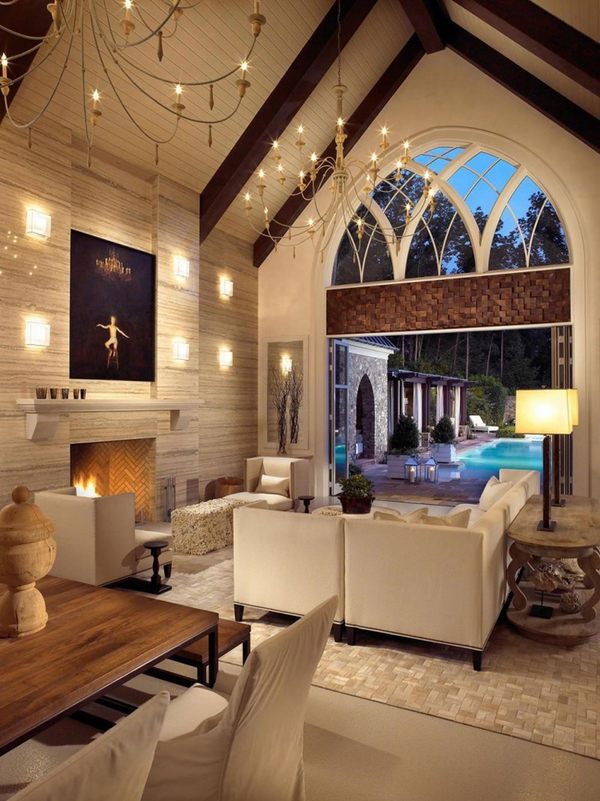 Modern Living Room with Vaulted Ceiling