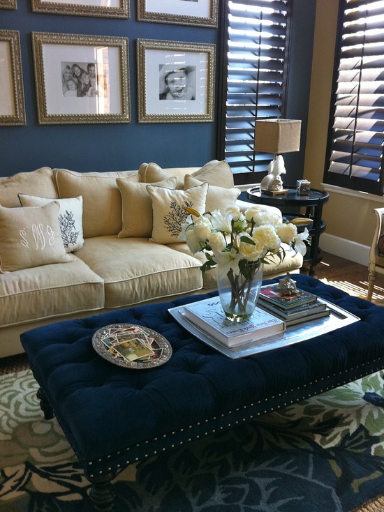 Navy Blue and Cream Living Room