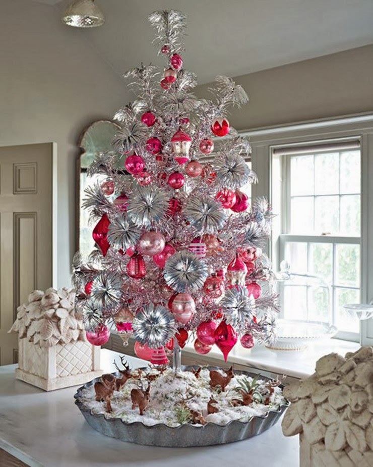 Pink and Silver Christmas Tree Decorations