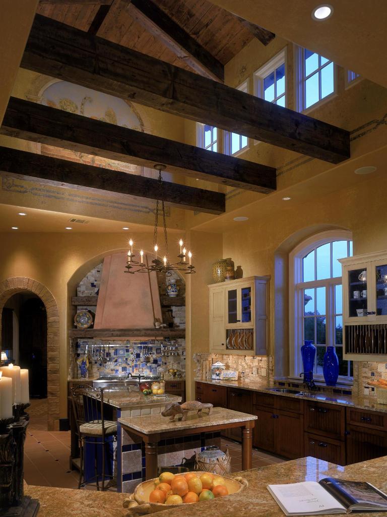 Tuscan Kitchen Wood Ceiling Beams