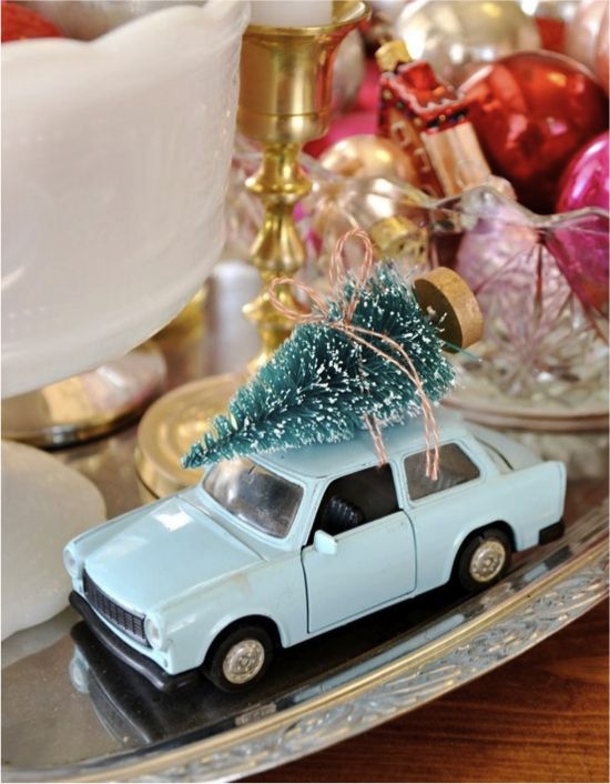 Vintage Christmas Tree On Car