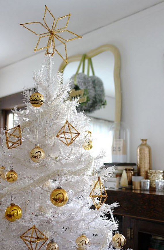 White with Gold Christmas Tree Ornaments