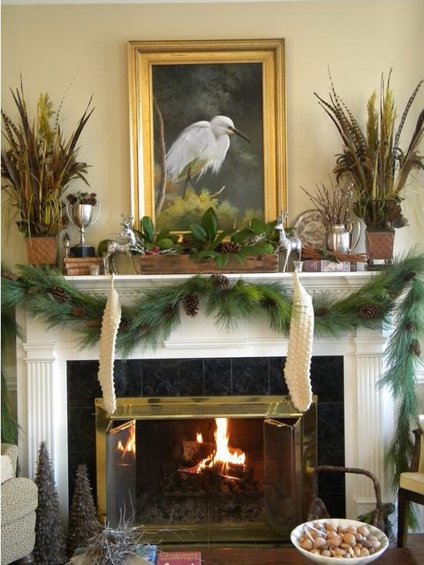 Woodland Christmas Fireplace Mantel